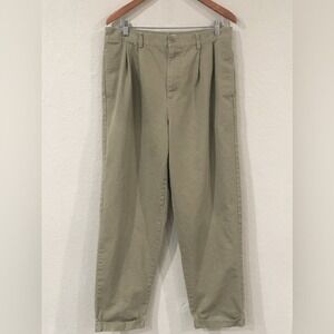 Gap Mens Pleated Cuffed Tapered Dress Pants‎ 34x32 Beige 100% Cotton